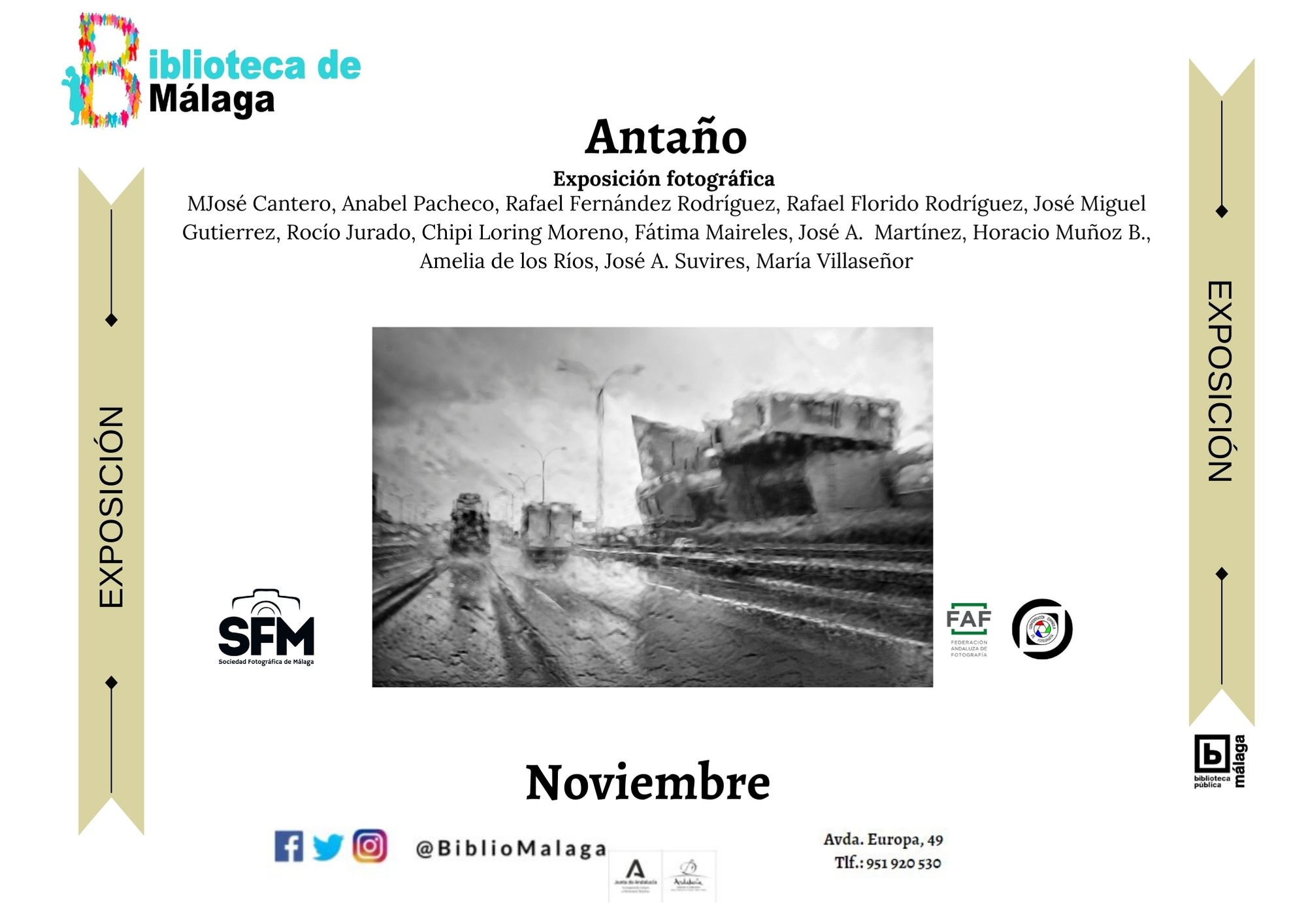 Exposición Fotográfica "Antaño" presentada por la Sociedad Fotográfica de Málaga en la Biblioteca Pública Provincial de Málaga (hasta el 30/11/20)